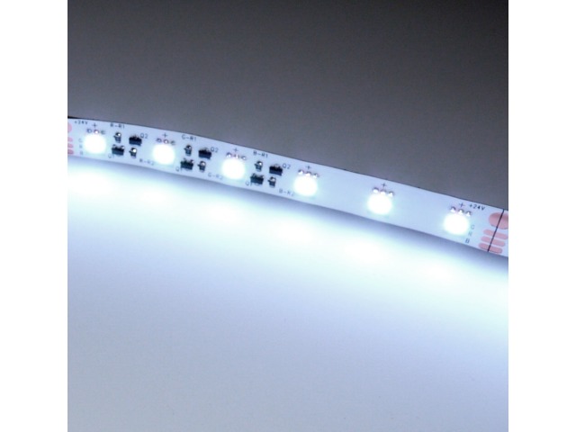 Constant current 60 LED/M RGB LED Strip displaying white-close-up